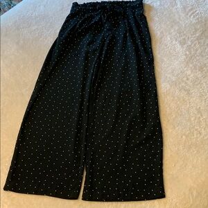 Wide Leg Navy Paper Bag Pants
